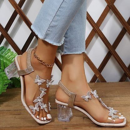 FlowerWalk™ | Casual sandalen met blokhak en steentjes